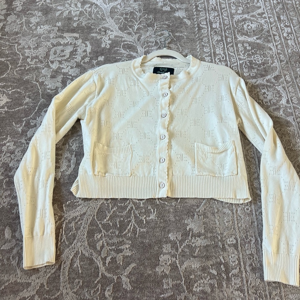 Classic Ivory Cropped Button-Front Cardigan